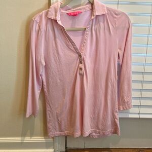Lilly P three quarter sleeve light pink polo Excellent condition. Barely worn.